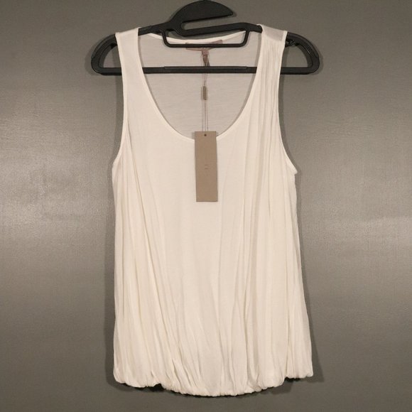 NWT Halston Heritage X Revolve Drapey Rolled Hem Tank in Ivory - Picture 2 of 10